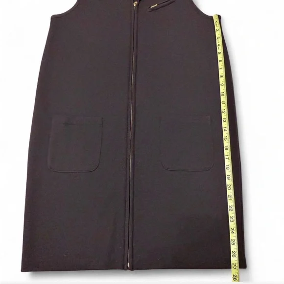 Vintage 90’s 100% Wool Longline Zip Up Vest Women’s Large Brown Preppy Retro - Picture 5 of 5